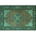 thumbnail image 1 of Ahgly Company Machine Washable Indoor Rectangle Persian Turquoise Blue Traditional Area Rugs, 3' x 5', 1 of 4