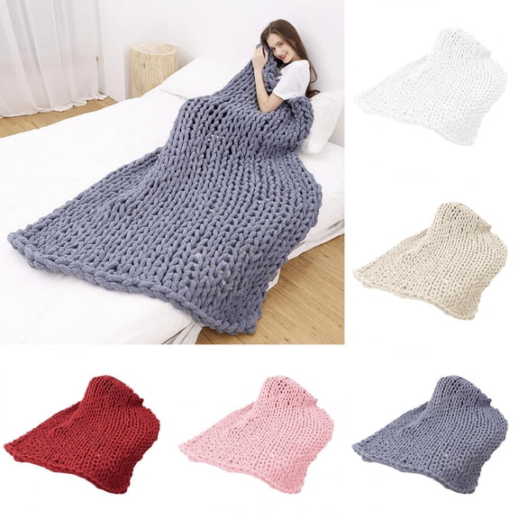 Limei Knit Throw Blanket 19 7" x 19 7" Knitted Soft Cozy Throw Blanket for Couch Bed Sofa Home Decor Gift (Pink)