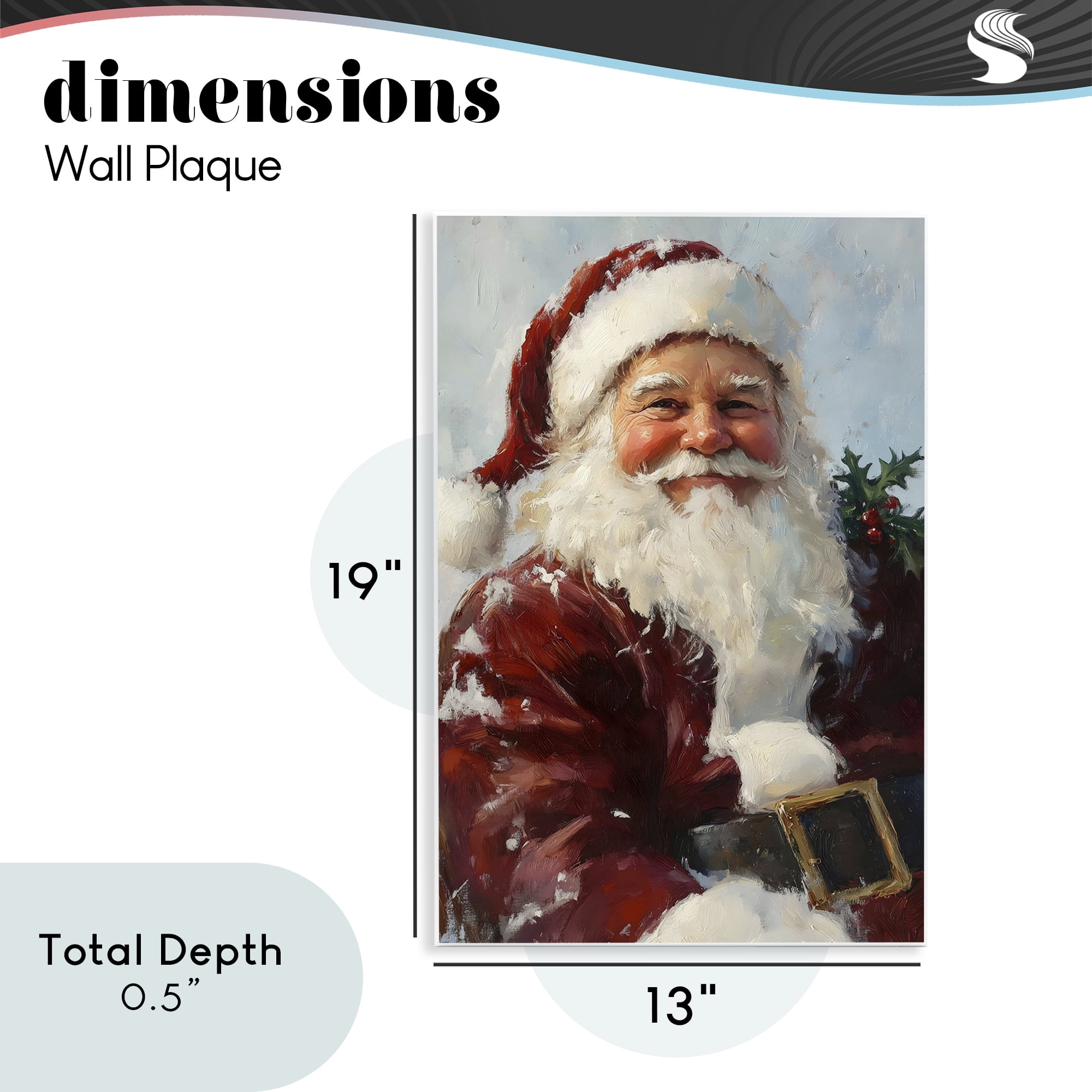 Rosy Cheeked Santa Smile Wall Plaque Art, design by Petal Prints Design