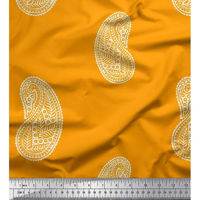 Soimoi Cotton Cambric Fabric Paisley Block Fabric Prints by Yard 42 Inch Wide