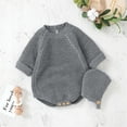 thumbnail image 6 of NOKIO Baby Knit Romper Toddler Knitted Jumpsuit kids Knitted Romper Baby Boys Girls Solid Knit Romper Cotton Long Sleeve Sweater Clothes Baby Bodysuit With Cute Hat Set Baby Knit Playsuit, 6 of 9