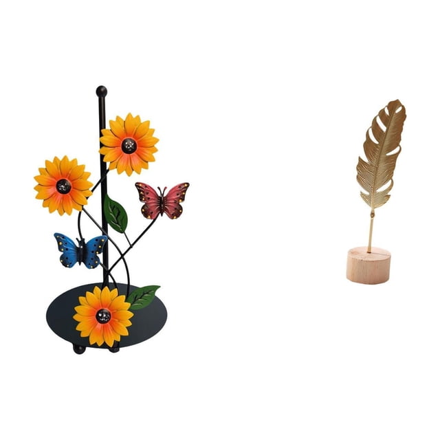 Soporte de papel higiénico,Porta toallas de papel de encimera,Portarrollos de cocina de pie para toallas de papel,Escultura de hojas,Estatua de hoja de metal Escultura de hoja Decoración del