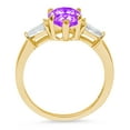 thumbnail image 3 of 2.5 ct Pear Cut Natural Amethyst 3 Stone 14K Yellow Gold Womens Engagement Ring, 3 of 4
