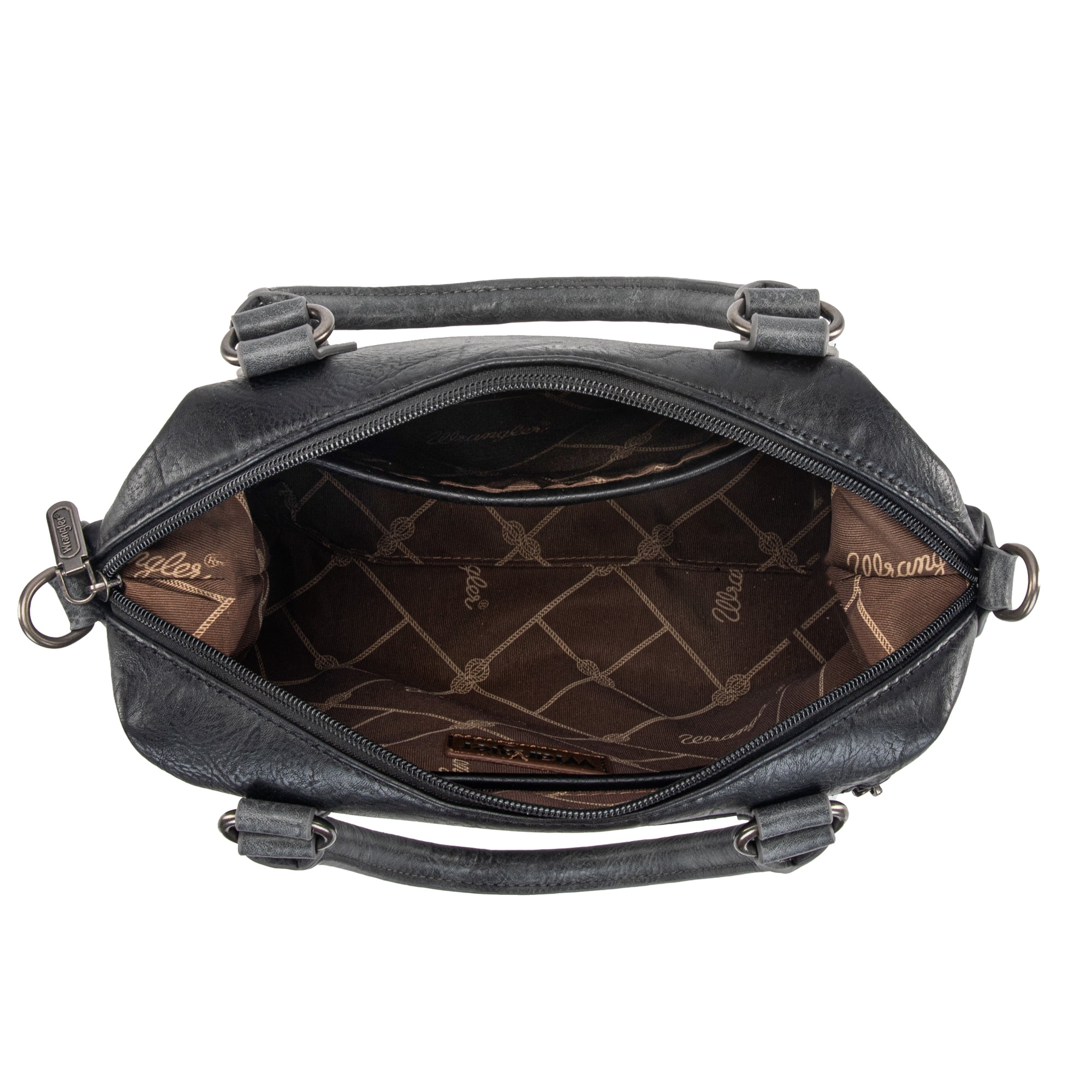 Wrangler Small Doctor Bag for Women Vintage Satchel Bag Western Handbags with Wide Strap, Black