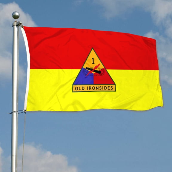 US Army 1st Armored Division Flag 3x5Feet Outdoor Indoor Decoration Flag Double Stitched Polyester with Brass Grommets