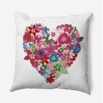 18" x 18" Simply Daisy Flowery Heart Polyester Indoor/Outdoor Pillow, Pink Qty 1