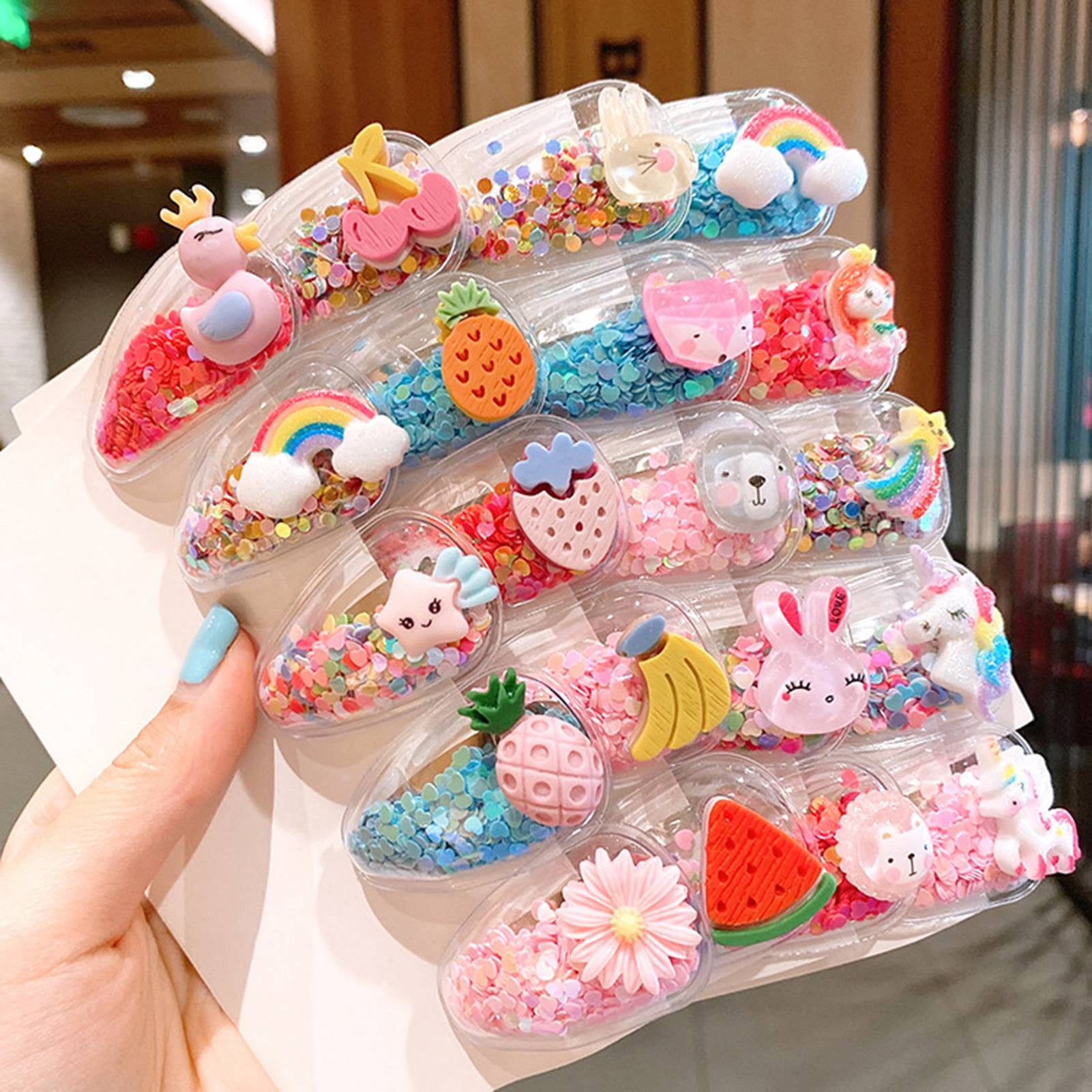 10/20X Cute Baby Girl Fruit Pattern Quicksand Sequin Hair Clip Hairpin Headwear 10/20X Cute Baby Girl Fruit Pattern Quicksand Sequin Hair Clip Hairpin Headwear