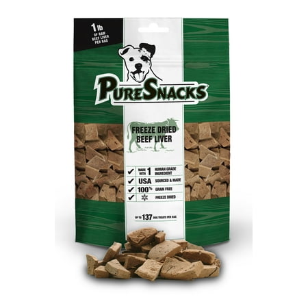 PureSnacks Freeze Dried Beef Liver Dog Treats, 5 oz.