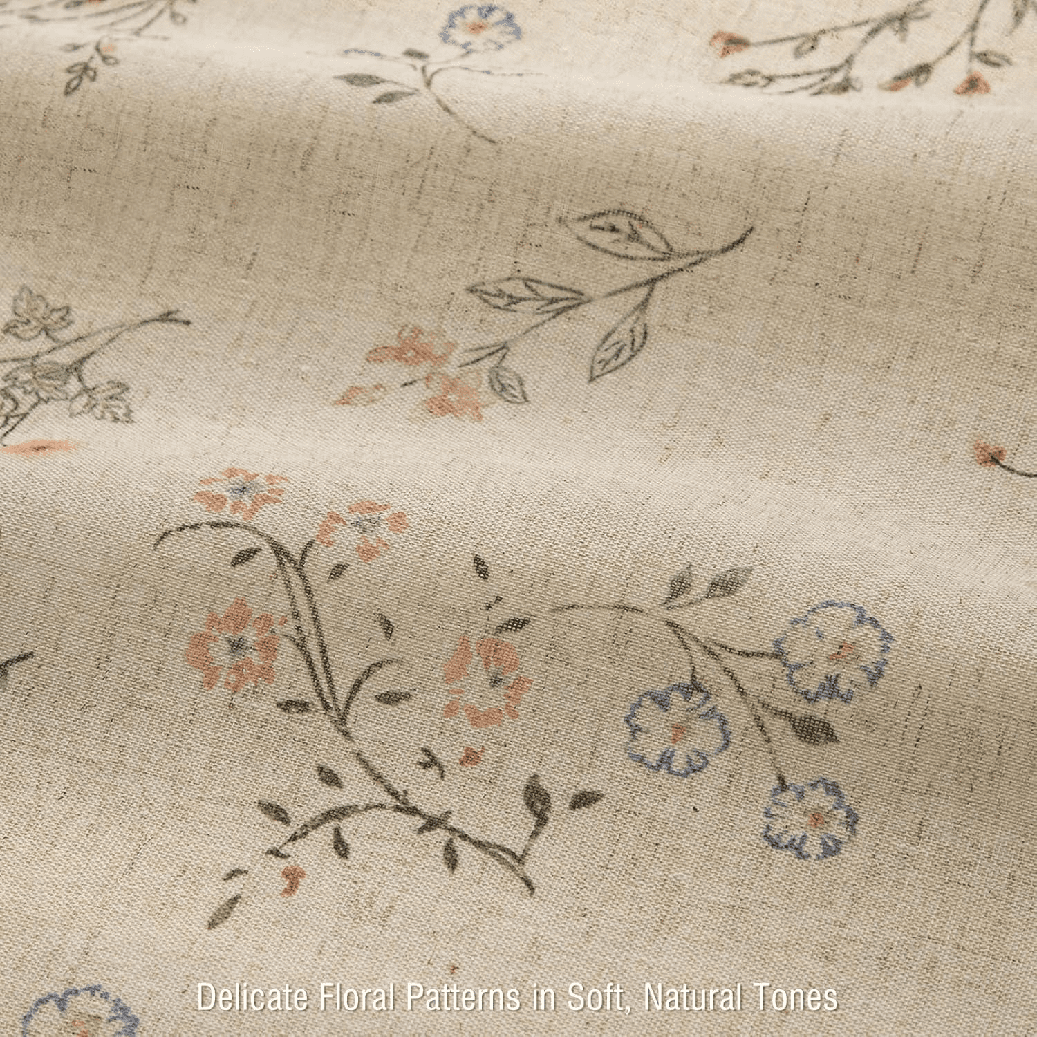 Psoiuetr Beige Linen Shower Curtain Floral Vintage French Country Shower Curtain for Bathroom 72" W x 72" L