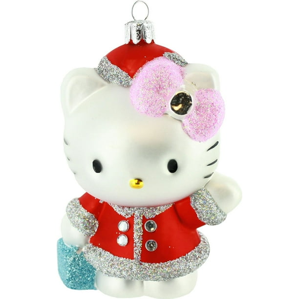 Hello Kitty 5" Glass Holiday Ornament, Red