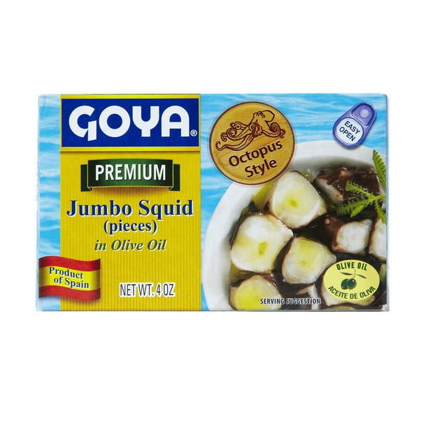 Goya Jumbo Squid Pieces in Olive Oil, 4 Oz Can, 25 Count - Walmart.com