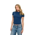 thumbnail image 5 of Natural Uniforms Womens Buttery Soft, Super Stretch Y2K Long Sleeve Baby Tee Crop Top (True Navy Blue, XX-Large), 5 of 6