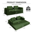 thumbnail image 4 of 79" Convertible Sofa Bed with Fixed-Shape Frame, Modular Folding Boneless Couch with Cylindrical Pillow, Corduroy Lounge Loveseat with Pull Out Bed, No Assembly Required, Jade, 4 of 7
