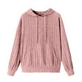 thumbnail image 2 of Clothing 2025 Sweatshirts for Women 2025 Hoodies for Casual Long Sleeve Textured Knit Loose Drawstring Hooded Sweatshirt with Pocket Womens Plus Size Sweatshirts Red L, 2 of 5