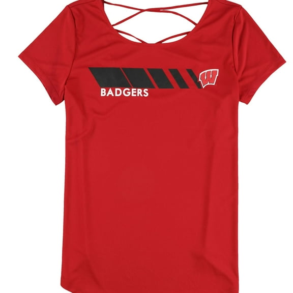 Touch Womens University of Wisoncin Badgers Open Racerback Graphic T-Shirt, Red, Medium