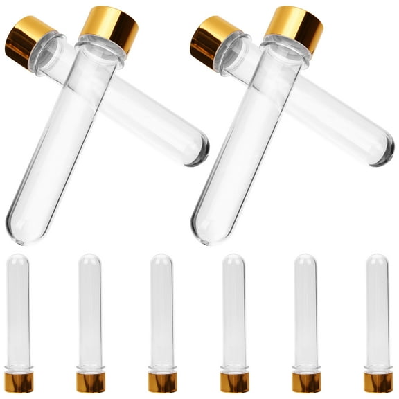 Houderco 10Pcs Plastic Clear Vials Cylindrical Sample Tubes with Lids for Travel