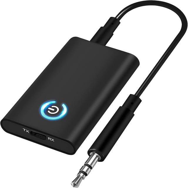 Adaptador Bluetooth audio 5.0 Transmisor receptor Bluetooth 2 en 1 mini transmisor/receptor inalámbrico con conector de cable de audio de 3,5 mm 300 MAH, receptor Bluetooth para coche TV PC sistema