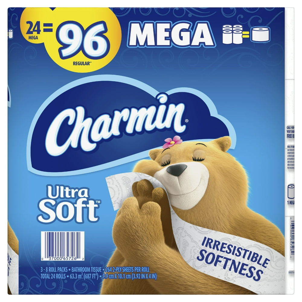 Charmin Ultra Soft Toilet Paper 24 Mega Roll, 264 Sheets Per Roll