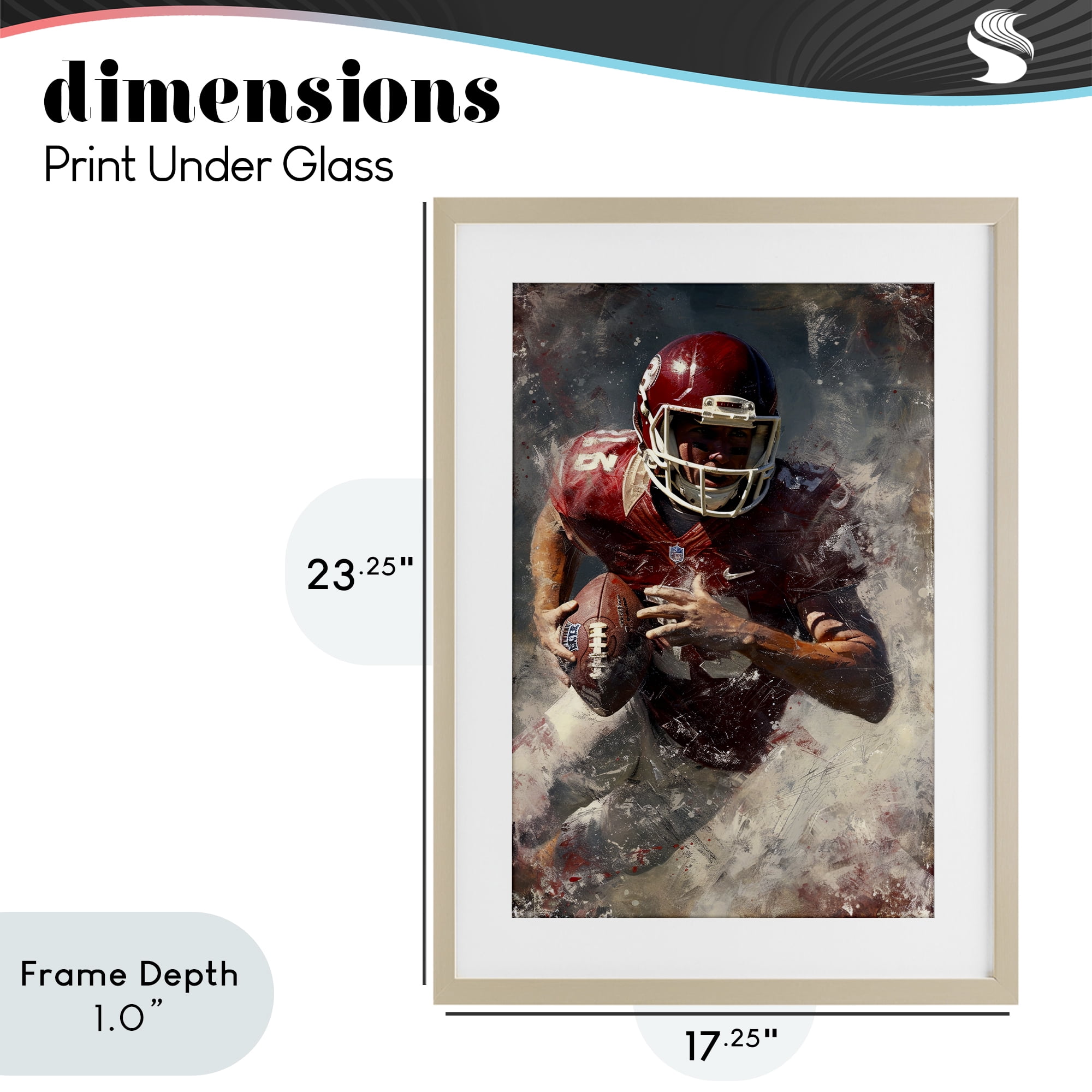Stupell Industries Eye On The End Zone Birch Framed Print Under Glass, design by Ray Powers