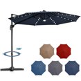 thumbnail image 4 of Costway 10ft Solar LED Cantilever Offset Patio Umbrella 360dgrees Rotation Aluminum Navy Blue, 4 of 7