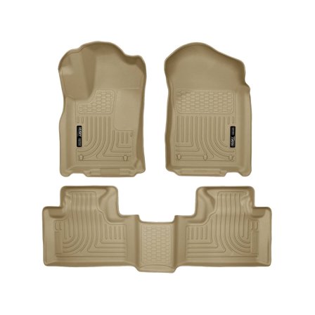 Husky Liners 99053 Weatherbeater Floor Mats Fit 2011-2015 Dodge Durango (Bench/Bucket Seats, w/w/o 3rd Row), Jeep Grand Cherokee - Front/2nd Seat - Tan