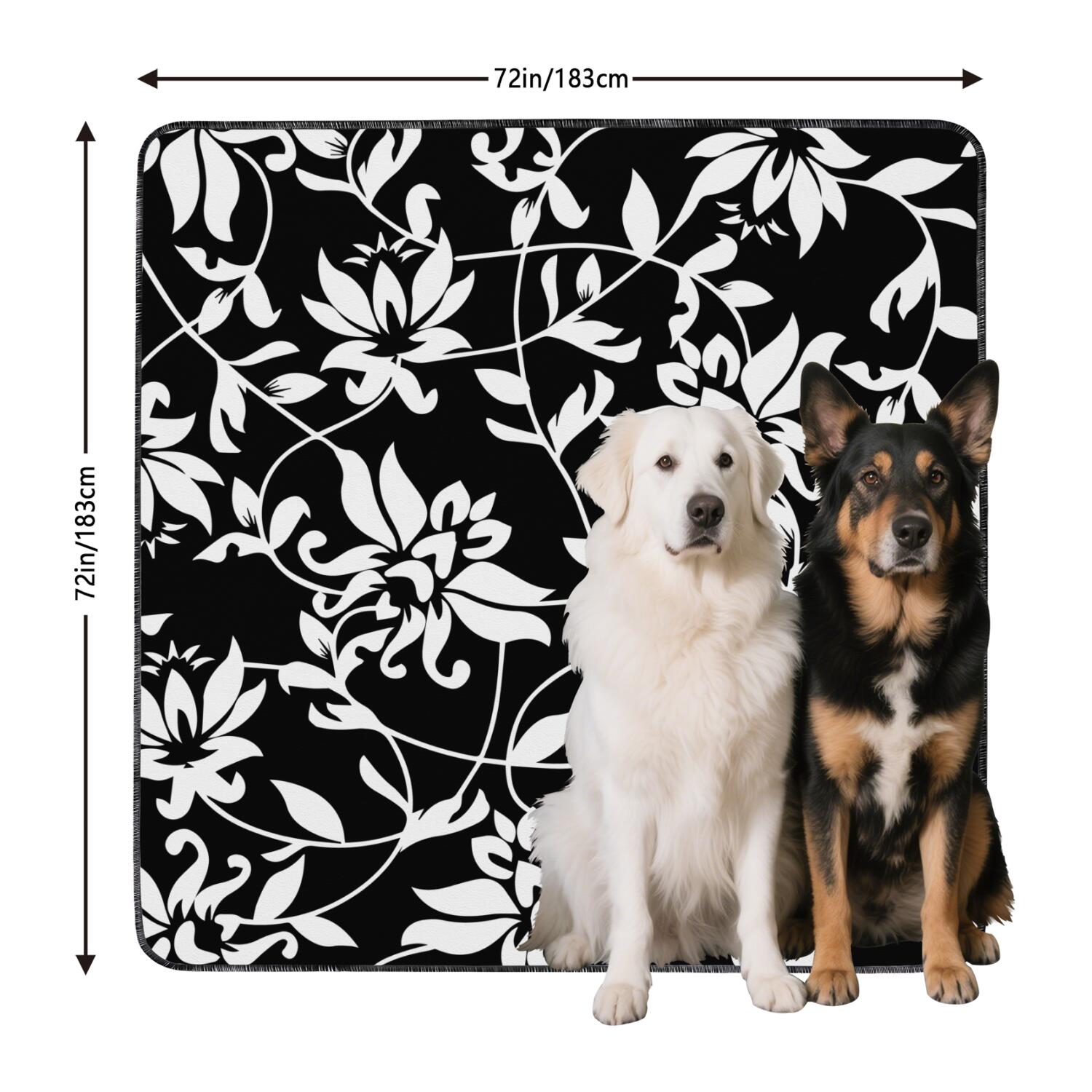 Reusable 72x72 Inch House Training Pads, Washable Dog Urine Pads with Quick-Absorb Core, Flower Design Mat for Puppies and Adult Dogs
