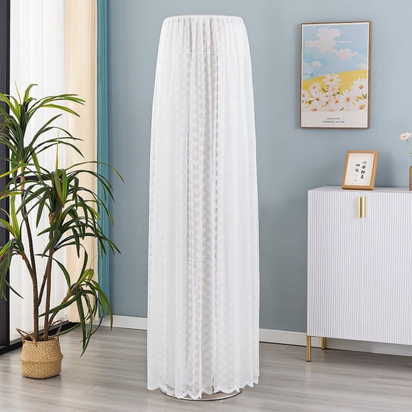 Nvzi Cubierta universal para aire acondicionado, cubierta cilíndrica vertical para aire acondicionado, borde de hilo, cubierta antipolvo, altura 180 cm, aire acondicionado universal (blanco)