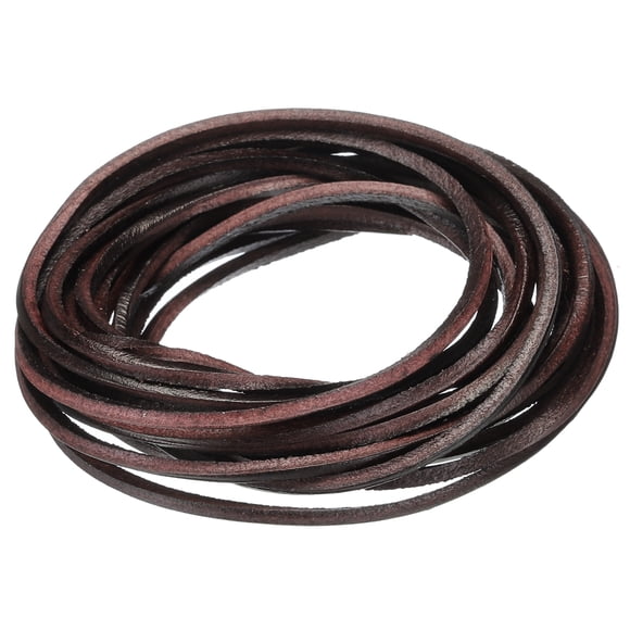 3.3 Yards 2mm Flat Leather Cord, Leather Lacing Strips for DIY Making Crafts Coffee