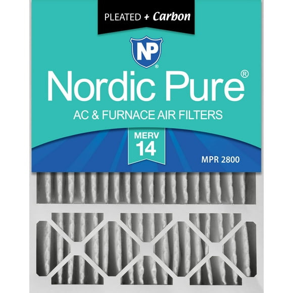 Nordic Pure 20x25x5 MERV 14 Pleated Plus Carbon Lennox X6673 Replacement AC Furnace Air Filters 2 Pack
