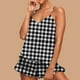 thumbnail image 1 of Conjunto de pijama de poliéster con tirantes finos y estampado de moda para mujer, 1 of 8