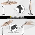 thumbnail image 4 of Resenkos 10 Feet Patio Solar Powered Cantilever Umbrella with Tilting System-Beige, Patio Offset Umbrella with Easy Tilt Adjustment, Outdoor Hanging Umbrella, Sunshade Umbrella Canopy, 4 of 7
