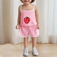 thumbnail image 2 of Taqqpue Baby Toddler Girls Summer Outfits Clothes 2 Piece Kids Spaghetti Strap StrawBerry Printed Cute Casual Top and Loose Shorts (0-8 Year), 2 of 8