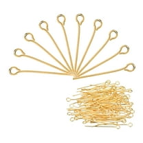 Eye Pins Jewelry Findings 200Pcs Eye Pins 22mm Iron Eye Pins Jewelry Making DIY Craft 21 Gauge Head Pins Gold