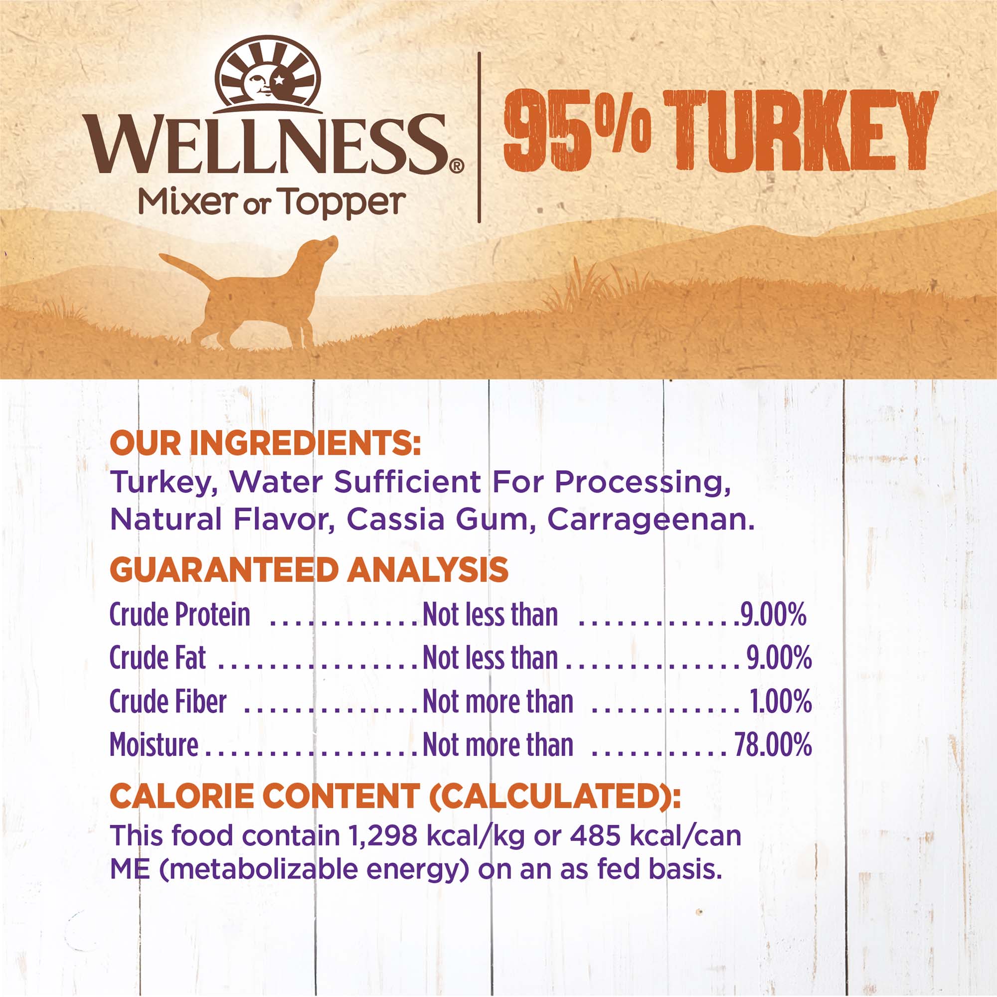 Wellness 95% Turkey Natural Wet Grain Free Canned Dog Food, 13.2-Ounce Can (Pack of 12) - image 3 of 8