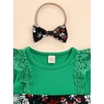 thumbnail image 5 of Kiapeise Newborn Infant Baby Girl Ruffle Long Sleeve Ribbed T-Shirt Top Floral Suspender Shorts Headband Winter Clothes, 5 of 9