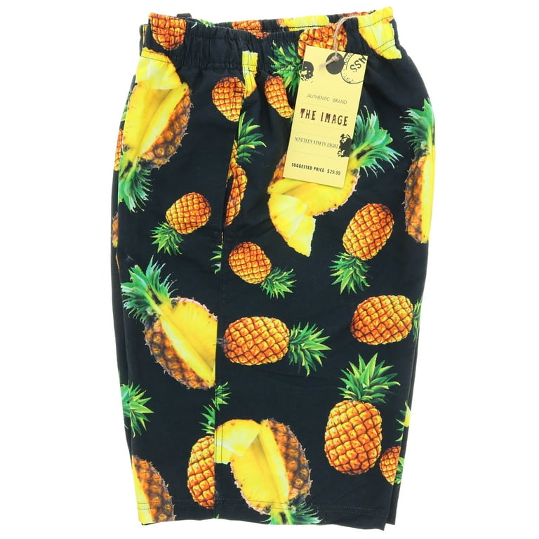 Authentic Brand Men s Swim Trunks No Grommets Black Pineapple Large Walmart