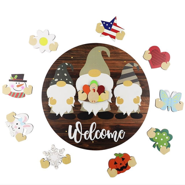 Bearachild Colgador de puerta con 10 accesorios de repuesto, cartel de pared colgante con estampado de bienvenida de la familia del país, patrones Kits de decoración para fiestas Bearachild HA063875-00