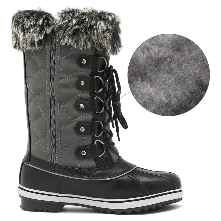 DREAM PAIRS Women s River 1 Grey Mid Calf Winter Snow Boots Size 6 M US Walmart