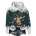 thumbnail image 1 of WILLBEST Sudadera de Mujer con Capucha, Estilo Casual, con Estampado Navideño de Ciervos con Cabeza Grande y Copos de Nieve Cuello Redondo, Manga Larga y Diseño Ligero Chica​​, 1 of 4