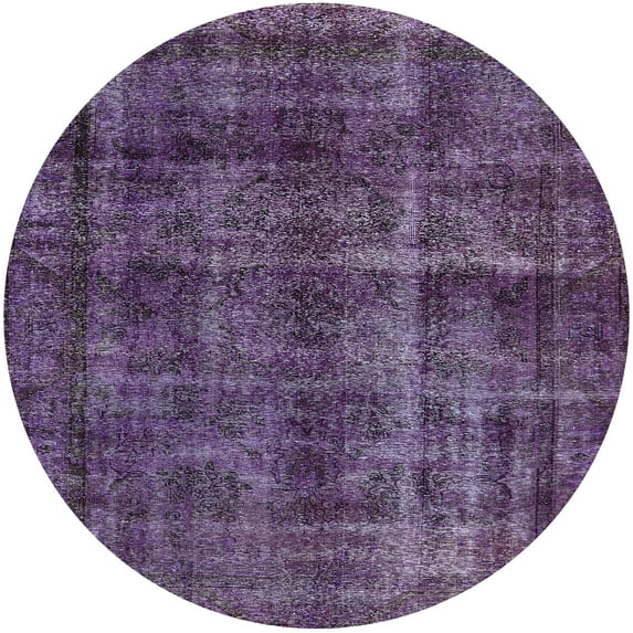 Ahgly Company Machine Washable Indoor Round Industrial Modern Purple Iris Purple Area Rugs, 6' Round