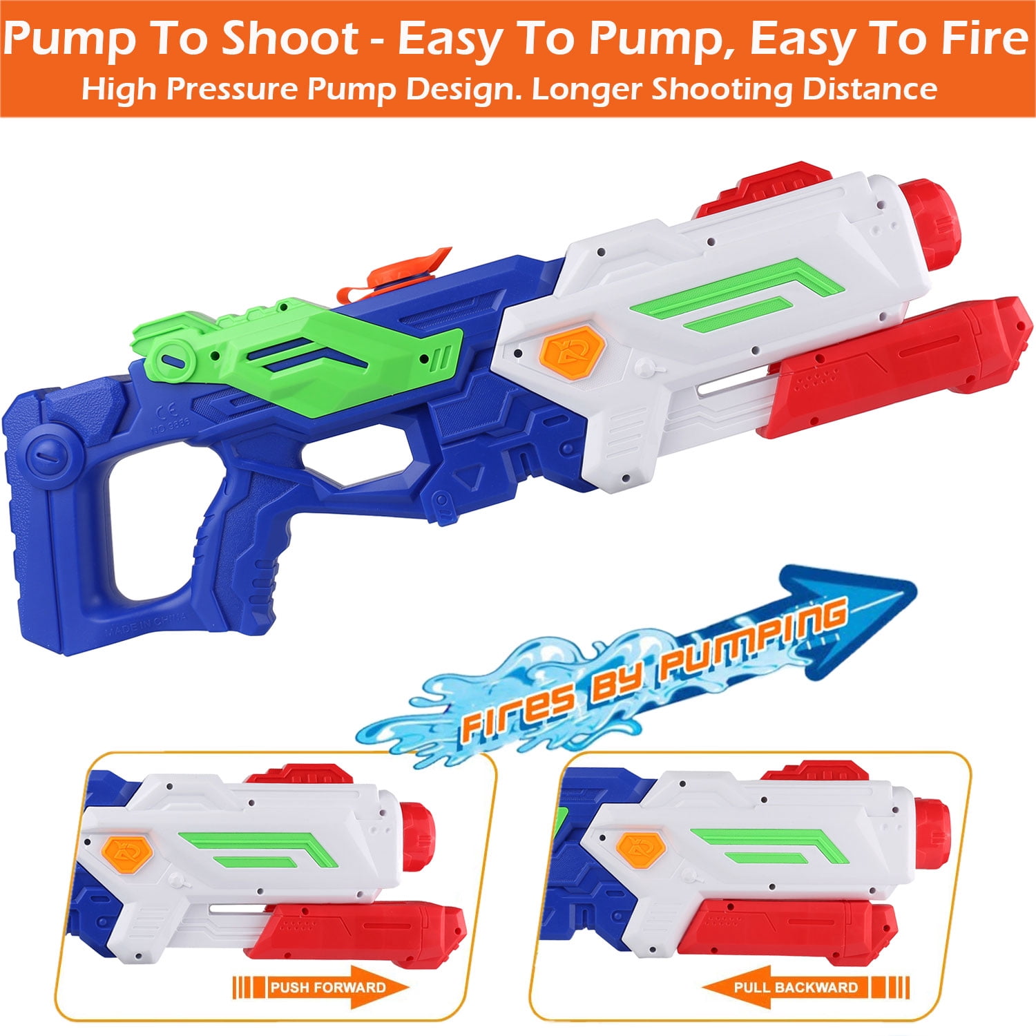 23 Inch Big Water Guns for Kids Adults, Super Squirt Water Gun 2000cc High Capacity Water Blaster for Boys Girls Summer Toy Outdoor Water Fighting