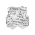 thumbnail image 4 of HULIJA Kids Boys Girls Shiny Party Vest Sequin Waistcoat Hip Hop Jazz Costumes Silver 10-12, 4 of 7