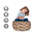 thumbnail image 2 of Ethnic Storage Toy Bag Chair, Bohemian Style Tribal Geometric Flower Butterfly Mosaic Tile Pattern Harlequin, Stuffed Animal Organizer Washable Bag, Small Size, Grey and Mustard, by Ambesonne, 2 of 3