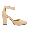 thumbnail image 3 of Dream Pairs Women's Ankle Strap Close Toe Chunky High Heel Pump Dress Shoes Angela Nude/Nubuck Size 11, 3 of 5
