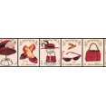 thumbnail image 2 of Vintage Rouge Mode Française - Chaussures Sac à Main Chapeau Lunettes de Soleil Rouge à Lèvres Albâtre Blanc Papier Peint Bord Rétro Design, Rouleau 15' x 7'', 2 of 3