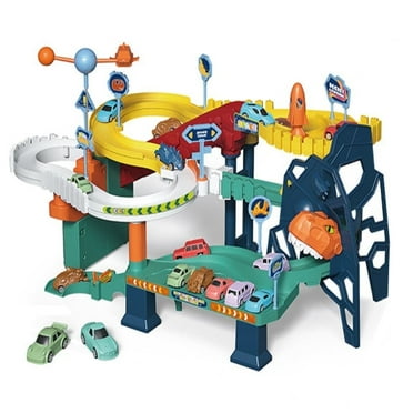 Dinosaur Race Track Track Toys Race Car Track Set with  4 Cars Light Sound Educational Toy Car Playset Gift Toddler Age 3 