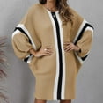 thumbnail image 5 of Kiplyki Women's Long Sleeve Fall Dress Loose Contrast Color Splicing Knitted Sweater Dress, 5 of 8
