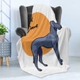 thumbnail image 4 of Dog Lover Soft Flannel Fleece Throw Blanket, Side Pose Dog with Written Breed Name Round, Cozy Plush for Indoor and Outdoor Use, 50" x 60", Dark Lavender Orange, by Ambesonne, 4 of 5