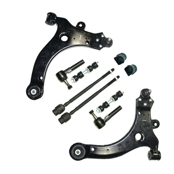 10 Pc Complete Suspension Kit Lower Control Arms with Ball Joints Left & Right Side Front Sway Bar Links Inner & Outer Tie Rod Ends Front Sway Bar Bushings Fits select: 1997-2005 BUICK CENTURY
