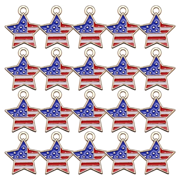 BESTOYARD Independence Day Accessory 20Pcs Multi Color Star Charms for Diy Jewelry Making Necklace Bracelet